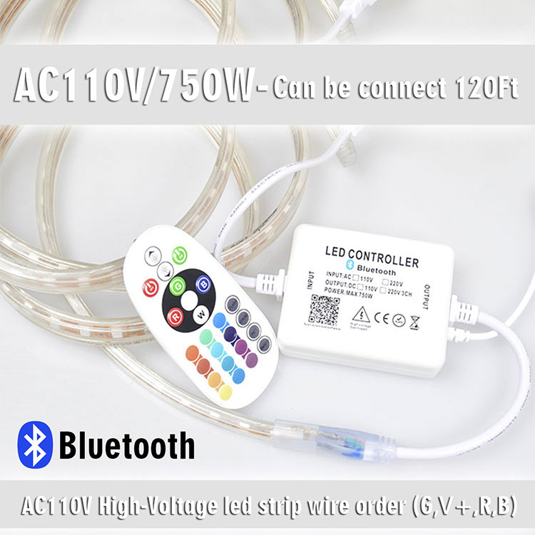 AC110V 750W WiFi/Buletooth Music IR Wireless High-Voltage RGB Controller For High Voltage LED Tape Lights - Support Alexa, Google Home and Nest AC110V 750W WiFi/Buletooth Music IR Wireless High-Voltage RGB Controller For High Voltage LED Tape Lights - Support Alexa, Google Home and Nest